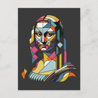 Cartão Postal Mona Lisa Moderna em Estilo de Vitral
