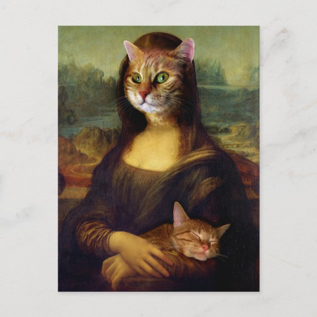 Cartão Postal Mona Lisa Orange Cat (Frente)
