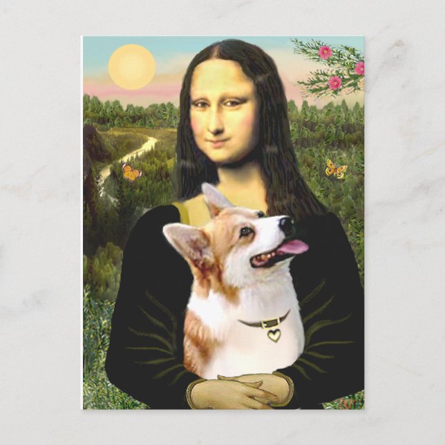 Cartão Postal Mona Lisa - Pembroke Welsh Corgi 7b (Frente)