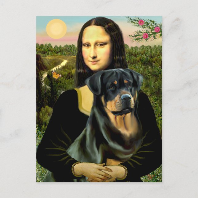 Cartão Postal Mona Lisa - Rottweiler (#3) (Frente)