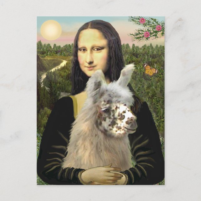 Cartão Postal Mona Lisa & Sua Lhama (Frente)
