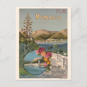 Cartão Postal Mônaco Bains de Mer Poster vintage 1896