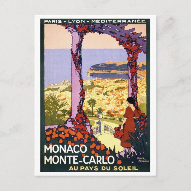 Cartão Postal Mônaco. Poster Monte Carlo Restaurado (Frente)