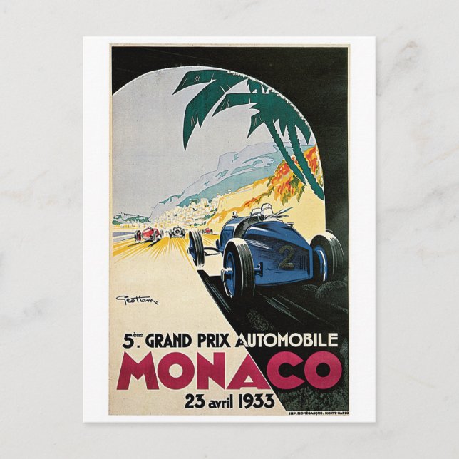 Cartão Postal Monaco Racing Vintage (Frente)