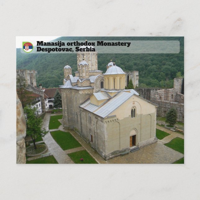 Cartão Postal MONASTÉRIOS SÉRVIOS - mosteiro ortodoxo de Manasij (Frente)
