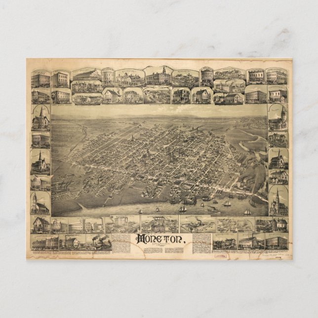 Cartão Postal Moncton New Brunswick Canadá (1888) (Frente)