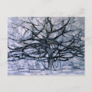 Cartão Postal Mondrian - Árvore Cinza, pintura famosa,