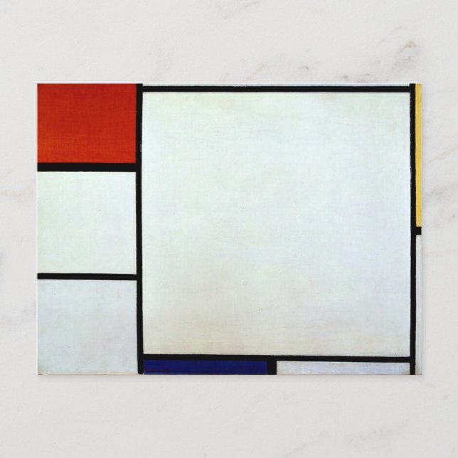 Cartão Postal Mondrian - Composição com Vermelho e Azul (Frente)