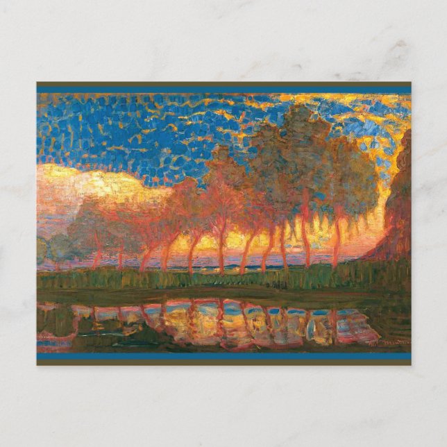 Cartão Postal Mondrian - Fila de Onze Poplars (Frente)