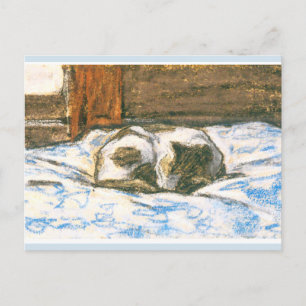 Cartão Postal Monet, Cat Dormindo na cama