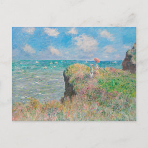 Cartão Postal Monet Cliff caminha no Pourvil Impressionist Paint