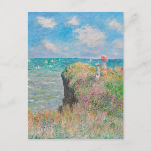 Cartão Postal Monet Cliff caminha no Pourvil Impressionist Paint