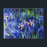 Cartão Postal Monet - Irrises<br><div class="desc">Claude Monet,  pintura floral,  azul-indigo e rosa-pastel,  irlandeses,  cartão-postal.</div>