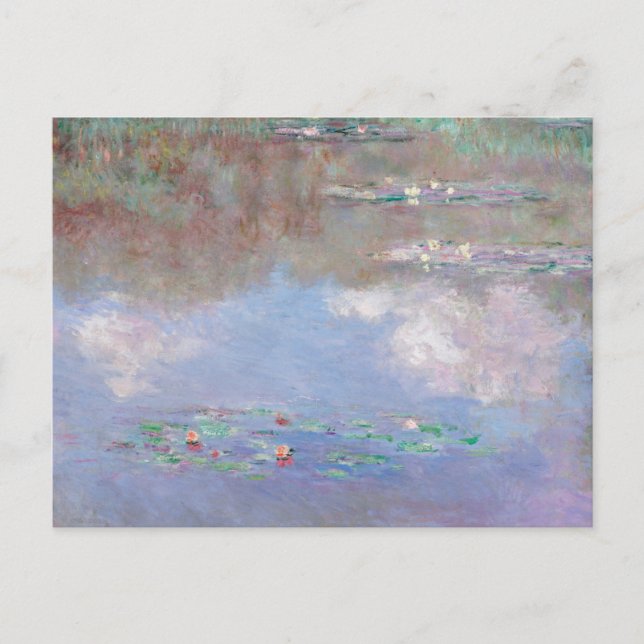 Cartão Postal Monet - Lily Pond De Água (Nuvens), (Frente)