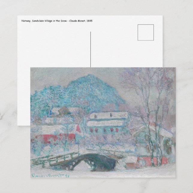 Cartão Postal Monet - Noruega, Sandviken Village na neve (Frente/Verso)