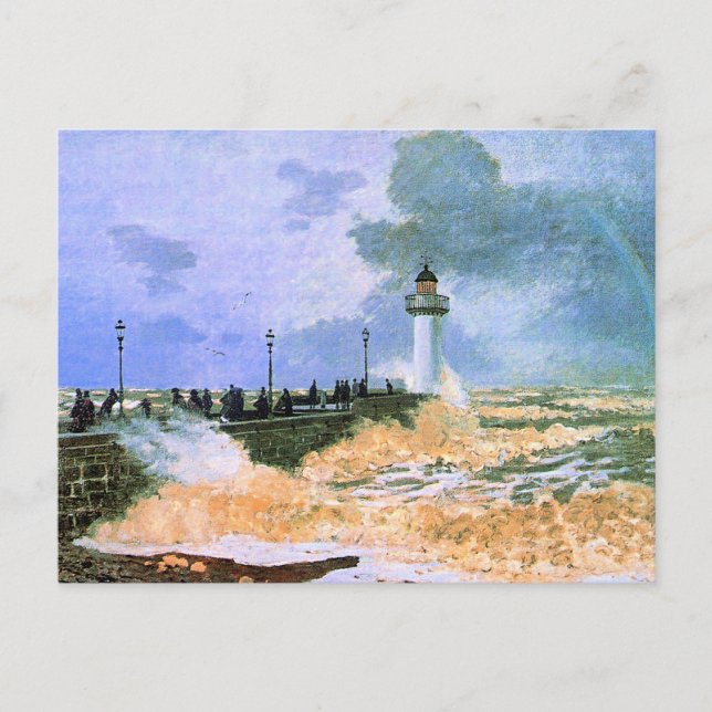 Cartão Postal Monet - O Molhe de Le Havre, (Frente)