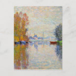 Cartão Postal Monet - Outono no Sena em Argenteuil<br><div class="desc">Outono sobre o Sena no Argenteuil,  famoso quadro de belas artes pelo artista impressionista francês Claude Monet</div>