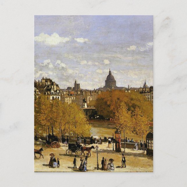 Cartão Postal Monet - Quai du Louvre, pintura de arte, (Frente)