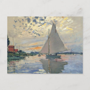 Cartão Postal Monet Sailboat French Impressionism Classic Art