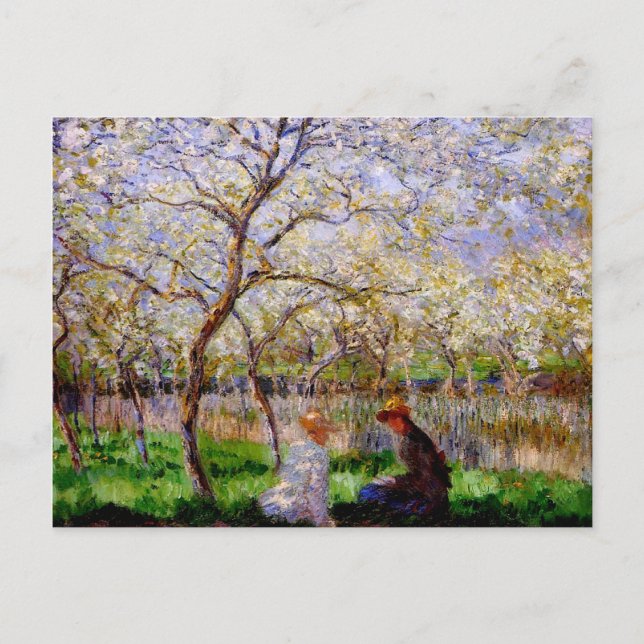 Cartão Postal Monet - Springtime, pintura de arte (Frente)