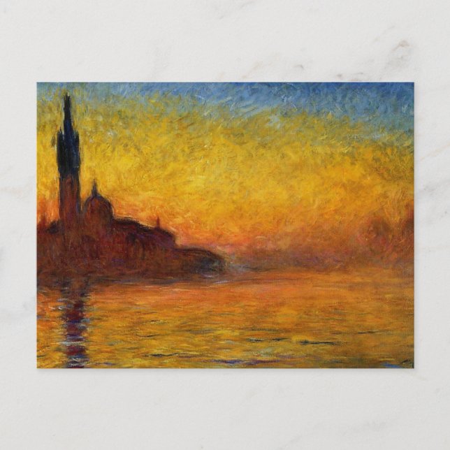 Cartão Postal Monet Sunset Veneza Impressionismo Colorido Arte (Frente)