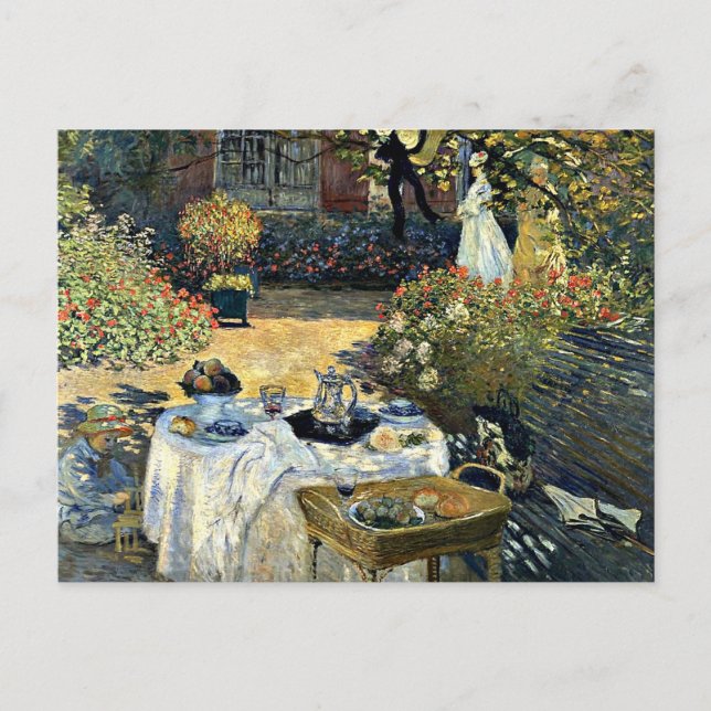 Cartão Postal Monet - The Luncheon, trabalho de arte de 1873 (Frente)