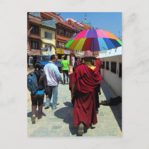 Cartão Postal Monge budista tibetano Grande Supa Boudha Catmandu