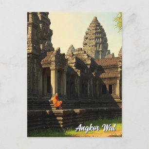 Cartão Postal Monge em Angkor Wat Camboja