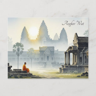 Cartão Postal Monge em Angkor Wat Camboja Sunrise