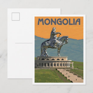 Cartão Postal Mongólia Arte Vintage Viagem