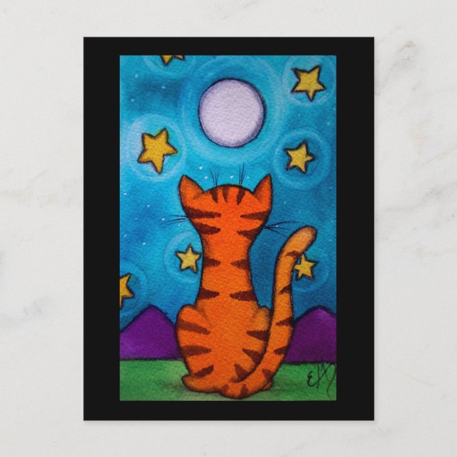 Cartão Postal Monitoramento de Gato de Lua Completa (Frente)