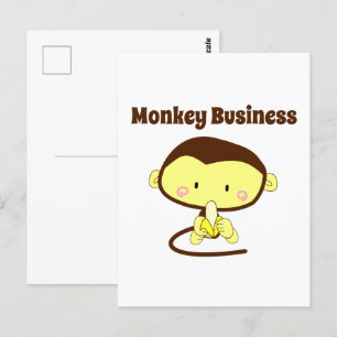 Cartão Postal Monkey Business Engraçado Cartoon Monkey Design