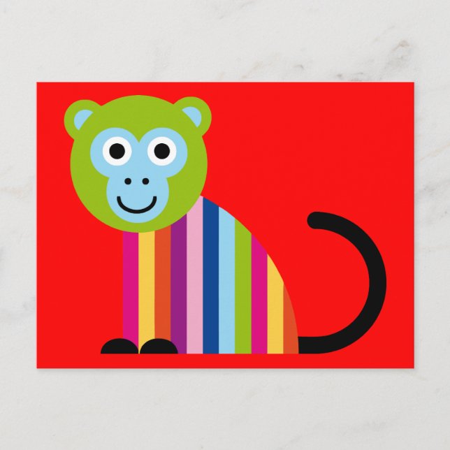 Cartão Postal Monkey Chimp - Um Boco Colorido (Frente)