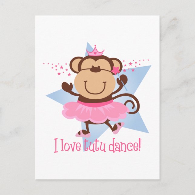 Cartão Postal Monkey Love Tutu Dance (Frente)