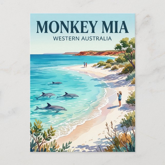 Cartão Postal Monkey Mia Austrália (Frente)