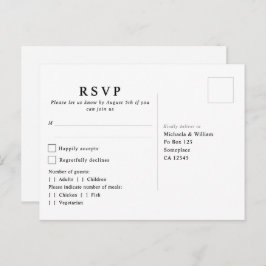 Cartão Postal Monograma Botânico Moderno para RSVP de Casamento