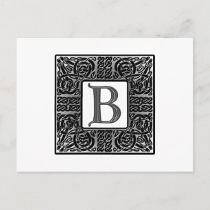 Cartão Postal Monograma Celular de Prata "B"