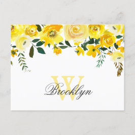Cartão Postal Monograma de Agradecimento Floral em Aquarela Amar