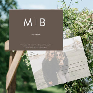 Cartão Postal Monograma de Chocolate Fotográfico Moderno Salvar 