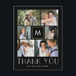 Cartão Postal Monograma de COR EDITÁVEL Inicial Moderno Obrigado<br><div class="desc">Enviar sua nota de agradecimento será uma brisa com este obrigado e chique que você faz. Visite nossa sala de exposição de designs em WWW.BERRYBERRYSWEET.COM</div>