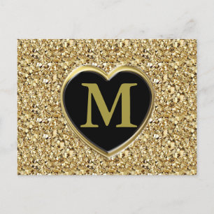 Cartão Postal Monograma de cristal Druzy - ouro metálico