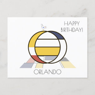 Cartão Postal Monograma de Estilo de Arte Moderna. Letra O