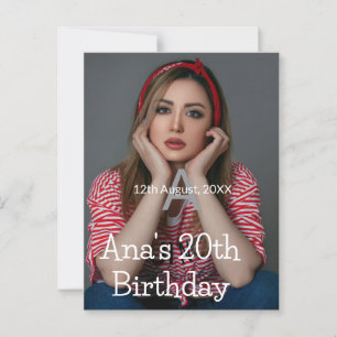 Cartão Postal Monograma de foto feliz aniversário de 20 anos cin