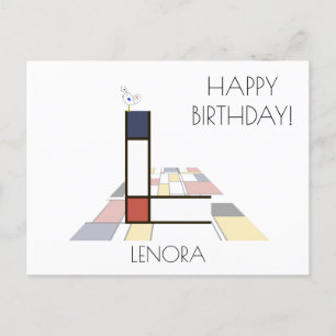 Cartão Postal Monograma de Letra L com Estilo de Arte Moderna.