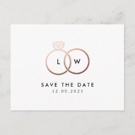 Cartão Postal Monograma do Anel Dourado do Rosa moderno Salve a