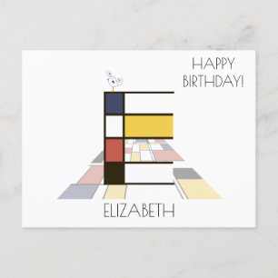 Cartão Postal Monograma do Estilo de Arte Moderna. Letra E