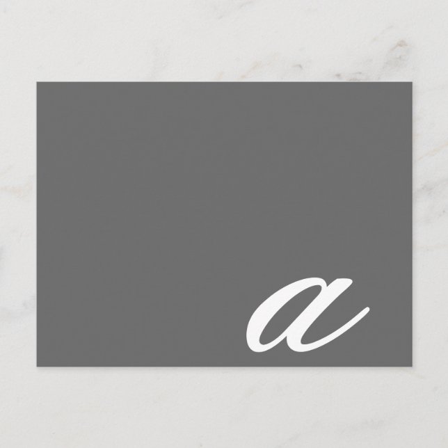 Cartão Postal Monograma elegante Uma carta branca e preta (Frente)