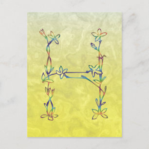 CARTÃO POSTAL MONOGRAMA FLORAL H