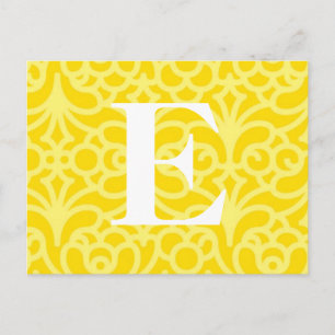 Cartão Postal Monograma Floral ornamentado - Letra E