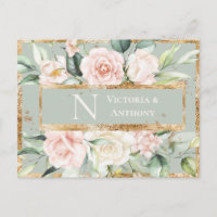 Monograma Floral Rosa Dourado Aquarela Obrigado